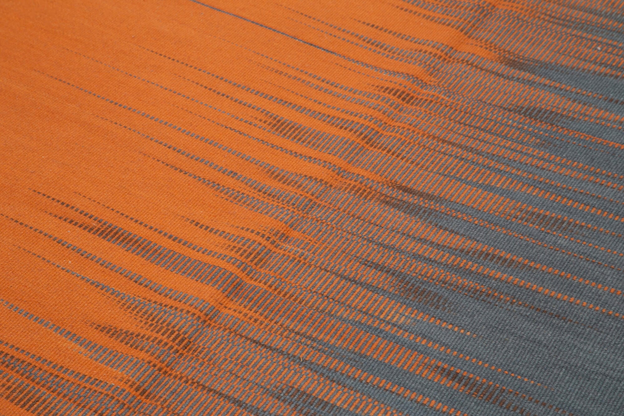 Degrade Kilim Turuncu Çizgili Pamuk Yün El Dokuma Halısı 179x265 Agacan