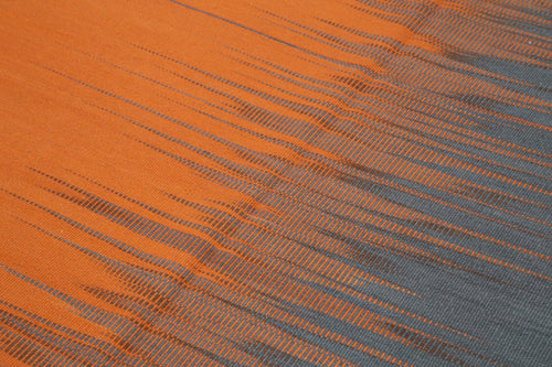 Degrade Kilim Turuncu Çizgili Pamuk Yün El Dokuma Halısı 179x265 Agacan