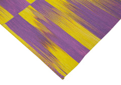Degrade Kilim Mor Çizgili Pamuk Yün El Dokuma Halısı 213x279 Agacan
