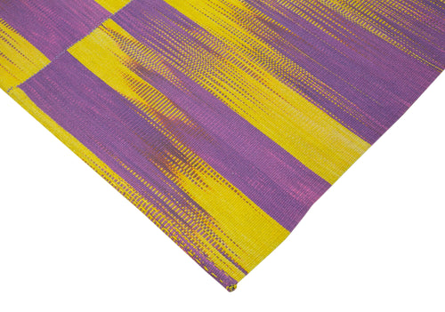 Degrade Kilim Mor Çizgili Pamuk Yün El Dokuma Halısı 213x279 Agacan