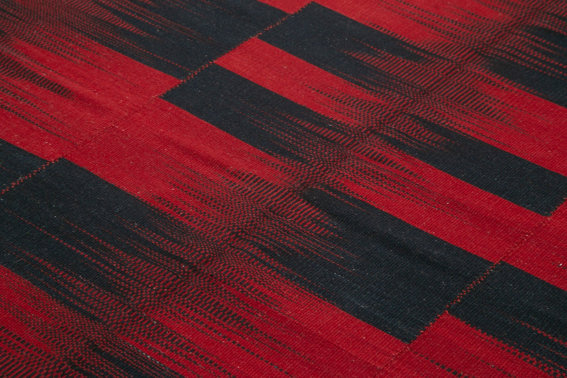 Degrade Kilim Kırmızı Çizgili Pamuk Yün El Dokuma Halısı 212x280 Agacan