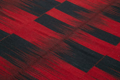 Degrade Kilim Kırmızı Çizgili Pamuk Yün El Dokuma Halısı 212x280 Agacan