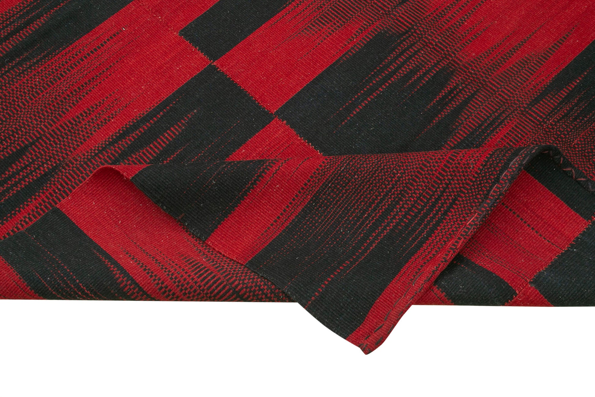 Degrade Kilim Kırmızı Çizgili Pamuk Yün El Dokuma Halısı 212x280 Agacan