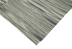 Degrade Kilim Gri Çizgili Pamuk Yün El Dokuma Halısı 205x290 Agacan