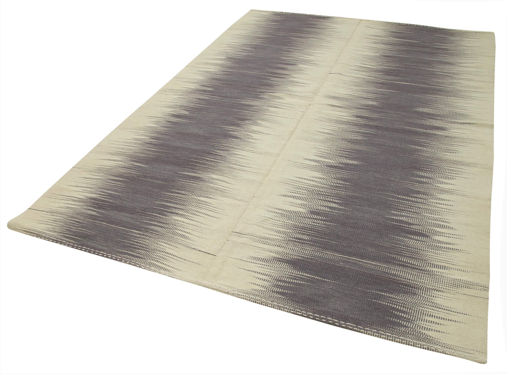 Degrade Kilim Mor Çizgili Pamuk Yün El Dokuma Halısı 199x292 Agacan