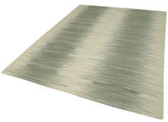 Degrade Kilim Yeşil Çizgili Pamuk Yün El Dokuma Halısı 202x276 Agacan