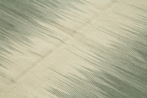 Degrade Kilim Yeşil Çizgili Pamuk Yün El Dokuma Halısı 202x276 Agacan