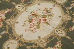 Needlepoint Floral Bej Çiçekli Pamuk Yün El Dokuma Halısı 117x174 Agacan