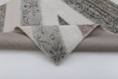 Flag Patchwork Gri Figürlü Pamuk Yün El Dokuma Halısı 201x305 Agacan