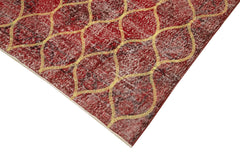 Geometric Carpet Kırmızı Geometrik Pamuk Yün El Dokuma Halısı 143x377 Agacan