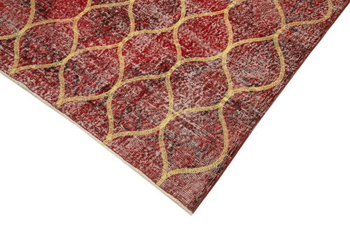Geometric Carpet Kırmızı Geometrik Pamuk Yün El Dokuma Halısı 143x377 Agacan