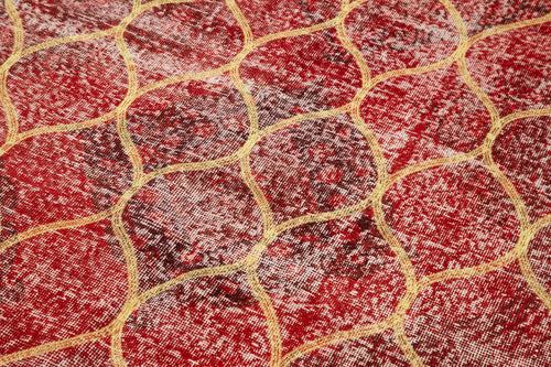 Geometric Carpet Kırmızı Geometrik Pamuk Yün El Dokuma Halısı 143x377 Agacan