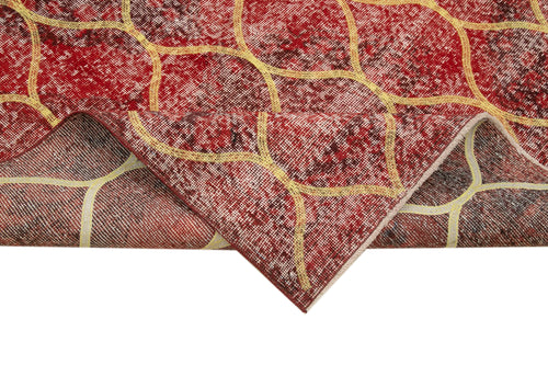 Geometric Carpet Kırmızı Geometrik Pamuk Yün El Dokuma Halısı 143x377 Agacan