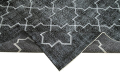 Geometric Carpet Siyah Geometrik Pamuk Yün El Dokuma Halısı 231x300 Agacan