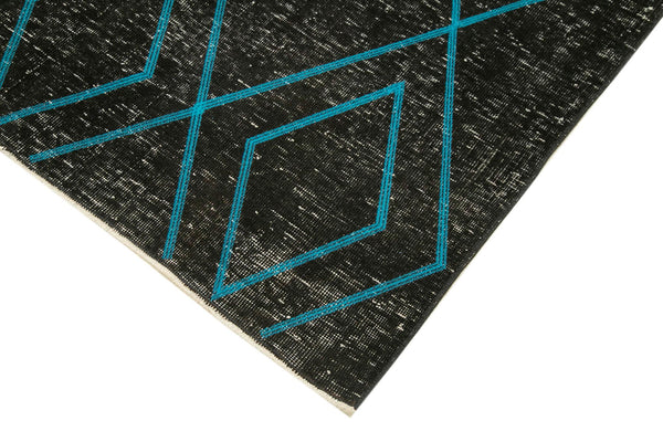 Geometric Carpet Siyah Geometrik Pamuk Yün El Dokuma Halısı 147x388 Agacan