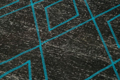 Geometric Carpet Siyah Geometrik Pamuk Yün El Dokuma Halısı 147x388 Agacan