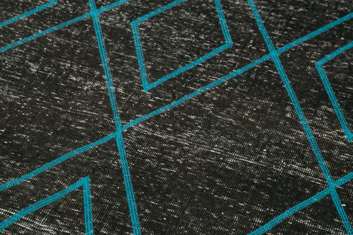 Geometric Carpet Siyah Geometrik Pamuk Yün El Dokuma Halısı 147x388 Agacan