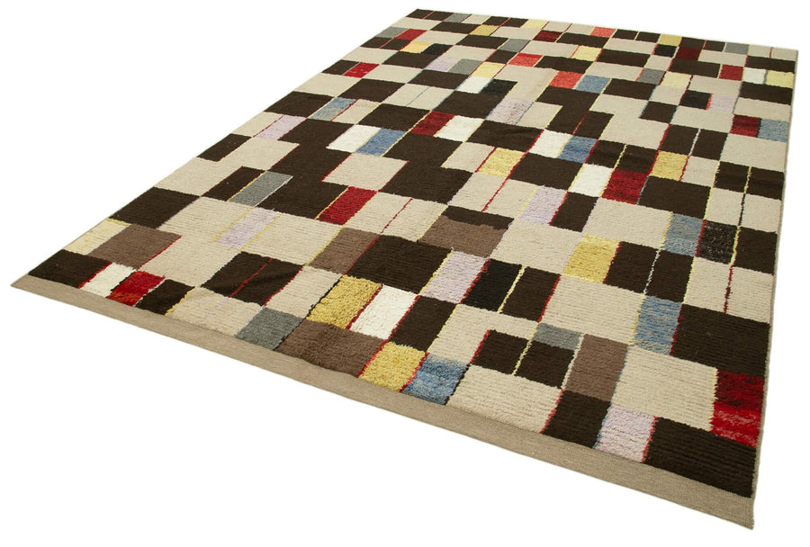 PonponBej Geometrik Pamuk Yün El Dokuma Halısı 243x330 Agacan