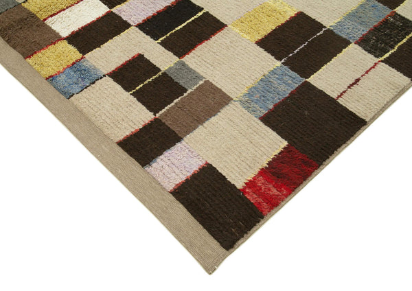 PonponBej Geometrik Pamuk Yün El Dokuma Halısı 243x330 Agacan