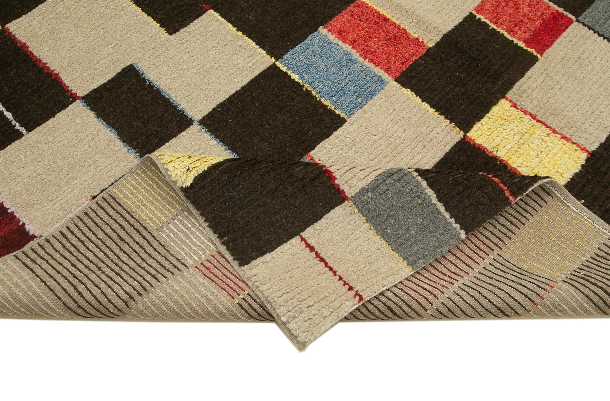 PonponBej Geometrik Pamuk Yün El Dokuma Halısı 243x330 Agacan