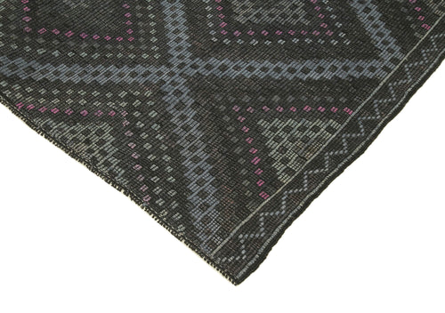 Geometric Kilim Siyah Geometrik Pamuk Yün El Dokuma Halısı 210x303 Agacan