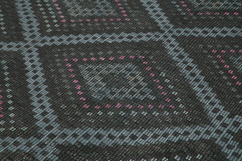 Geometric Kilim Siyah Geometrik Pamuk Yün El Dokuma Halısı 210x303 Agacan