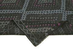 Geometric Kilim Siyah Geometrik Pamuk Yün El Dokuma Halısı 210x303 Agacan