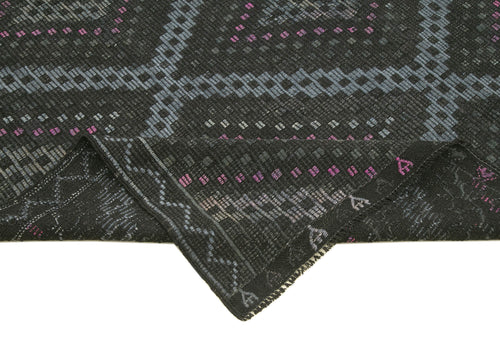 Geometric Kilim Siyah Geometrik Pamuk Yün El Dokuma Halısı 210x303 Agacan