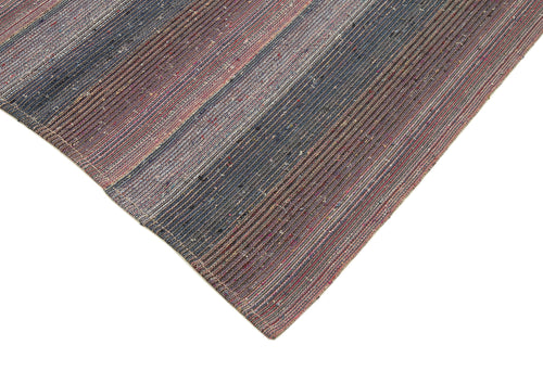 Chaput Kilim Kahverengi Çizgili Pamuk Yün El Dokuma Halısı 240x285 Agacan