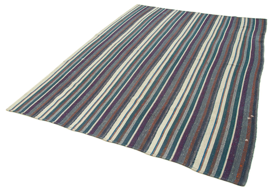 Chaput Kilim Mor Çizgili Pamuk Yün El Dokuma Halısı 190x270 Agacan