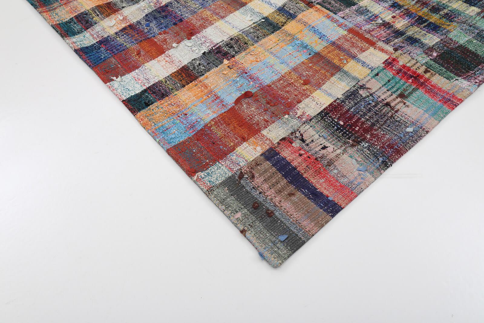 Kırk Yama Gri Patchwork Pamuk Yün El Dokuma Halısı 208x307 Agacan