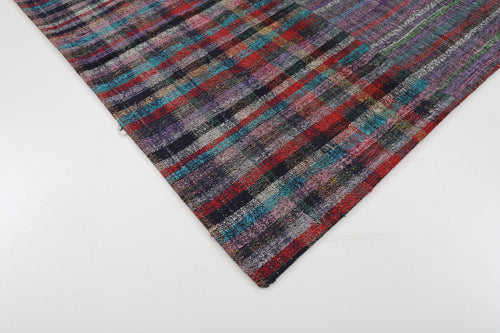 Kırk Yama Mor Patchwork Pamuk Yün El Dokuma Halısı 207x302 Agacan