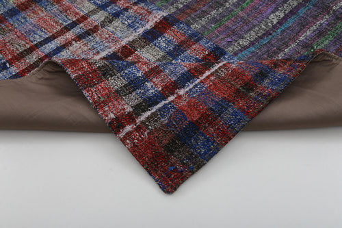 Kırk Yama Mor Patchwork Pamuk Yün El Dokuma Halısı 207x302 Agacan