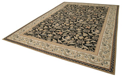 Needlepoint Floral Bej Çiçekli Pamuk Yün El Dokuma Halısı 300x420 Agacan