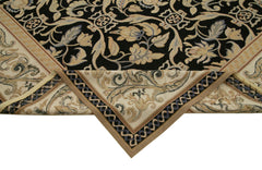 Needlepoint Floral Bej Çiçekli Pamuk Yün El Dokuma Halısı 300x420 Agacan