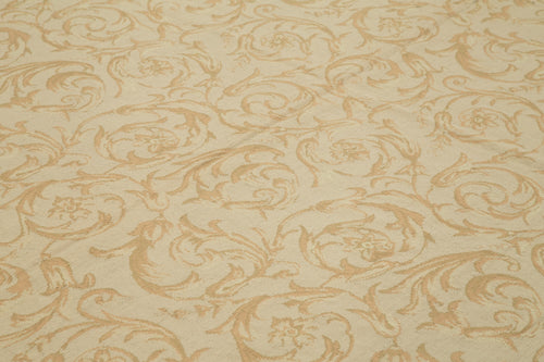 Needlepoint Floral Bej Çiçekli Pamuk Yün El Dokuma Halısı 315x444 Agacan