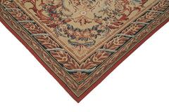 Needlepoint Floral Bej Çiçekli Pamuk Yün El Dokuma Halısı 238x305 Agacan