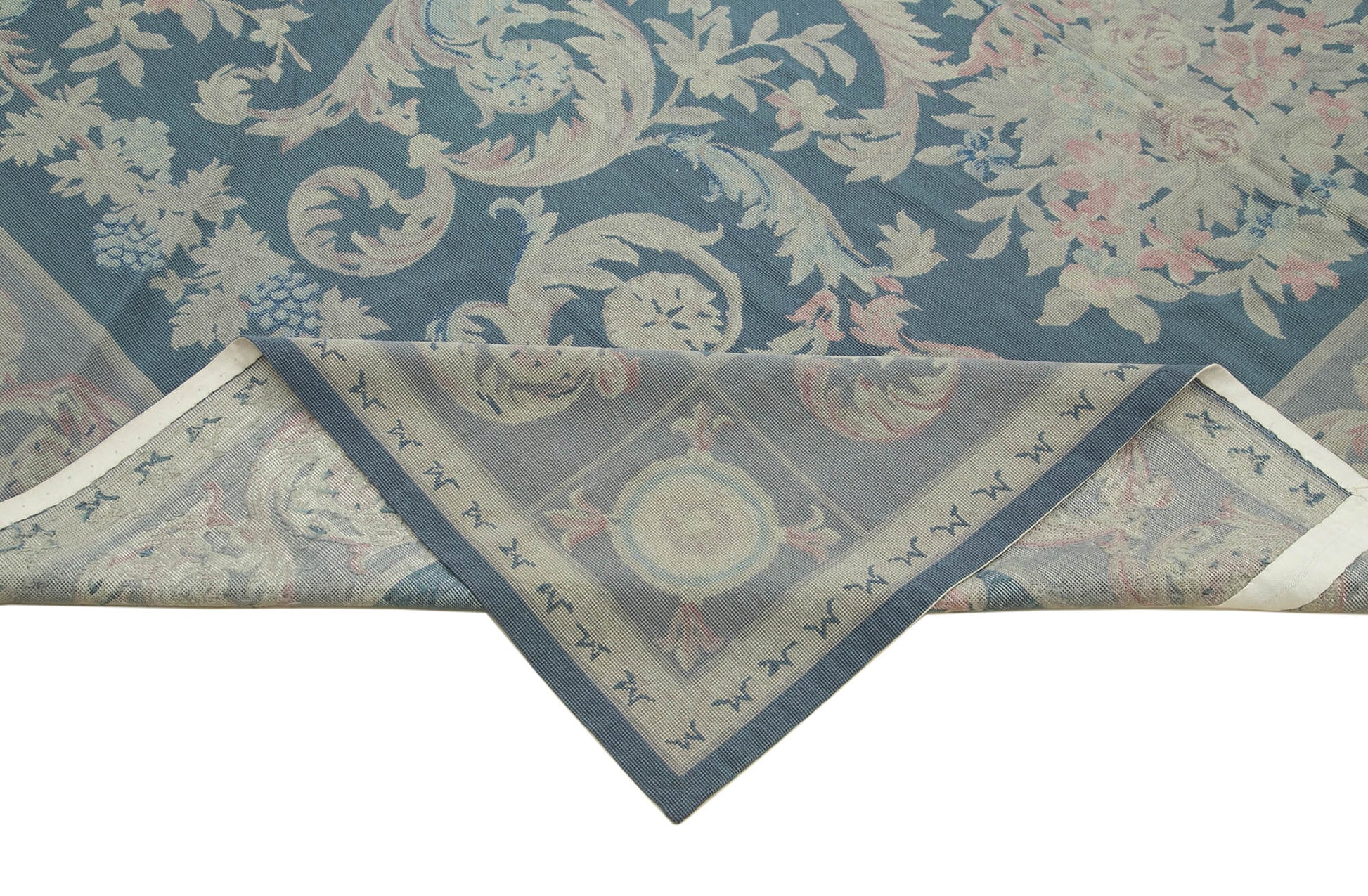 Needlepoint Floral Mor Çiçekli Pamuk Yün El Dokuma Halısı 236x325 Agacan