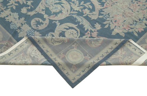 Needlepoint Floral Mor Çiçekli Pamuk Yün El Dokuma Halısı 236x325 Agacan