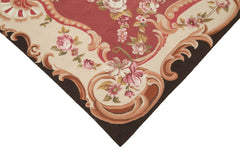 Needlepoint Floral Kırmızı Çiçekli Pamuk Yün El Dokuma Halısı 177x261 Agacan