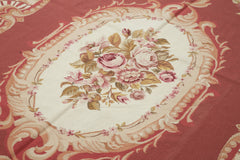 Needlepoint Floral Kırmızı Çiçekli Pamuk Yün El Dokuma Halısı 177x261 Agacan