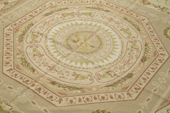 Needlepoint Floral Bej Çiçekli Pamuk Yün El Dokuma Halısı 184x276 Agacan