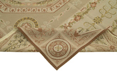 Needlepoint Floral Bej Çiçekli Pamuk Yün El Dokuma Halısı 184x276 Agacan