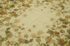 Needlepoint Floral Bej Çiçekli Pamuk Yün El Dokuma Halısı 182x280 Agacan