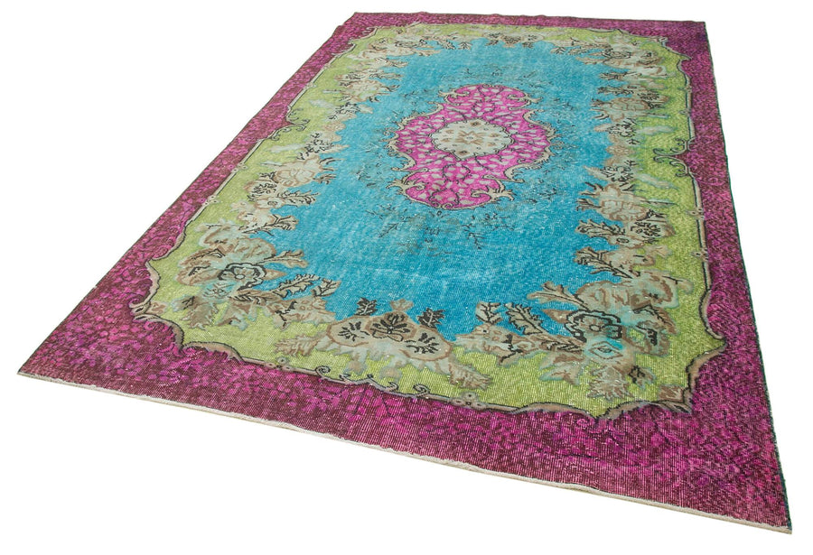 Oyma Vintage Pembe Eskitme Pamuk Yün El Dokuma Halısı 198x315 Agacan