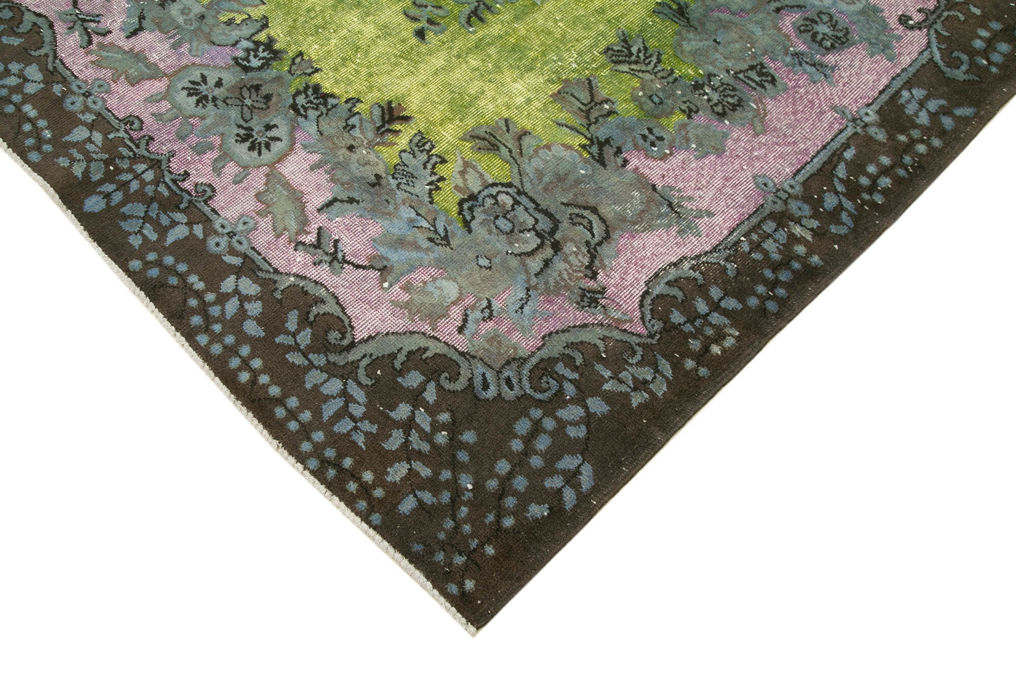 Oyma Vintage Kahverengi Eskitme Pamuk Yün El Dokuma Halısı 172x268 Agacan