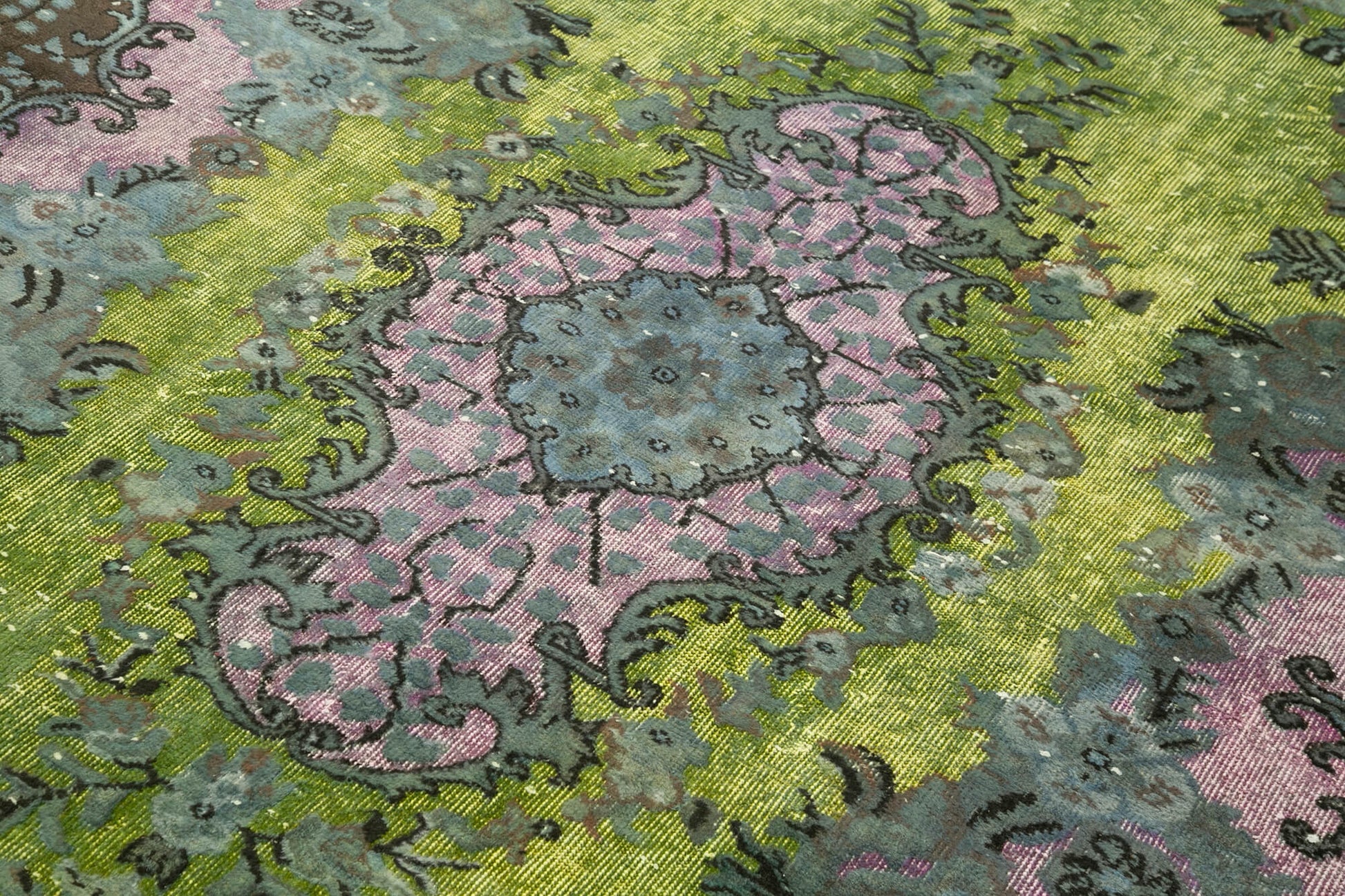 Oyma Vintage Kahverengi Eskitme Pamuk Yün El Dokuma Halısı 172x268 Agacan