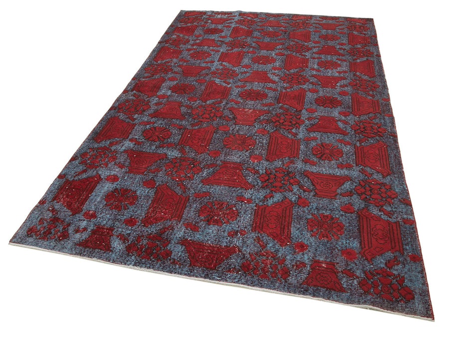 Oyma Vintage Kırmızı Eskitme Pamuk Yün El Dokuma Halısı 173x296 Agacan