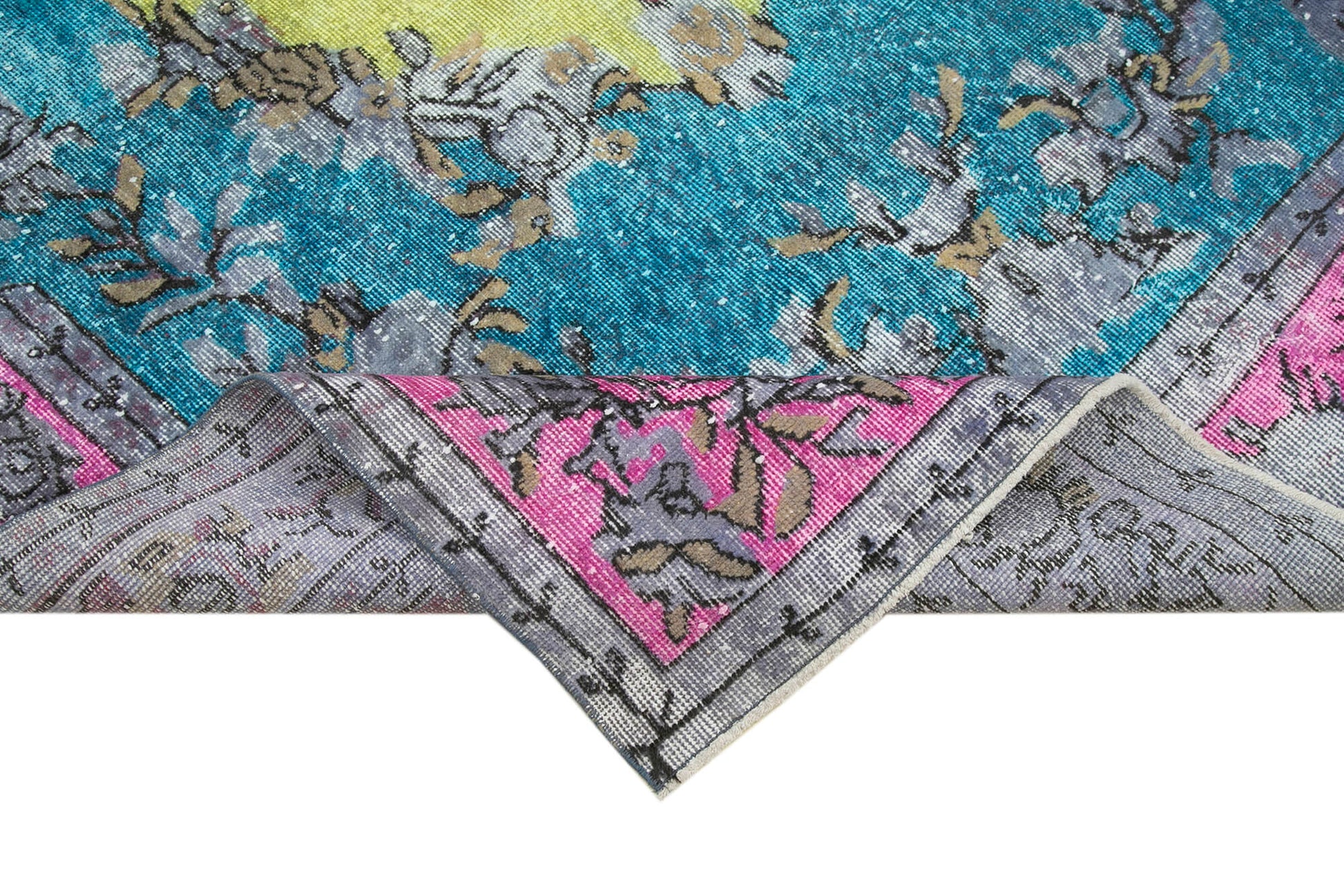 Oyma Vintage Pembe Eskitme Pamuk Yün El Dokuma Halısı 174x298 Agacan