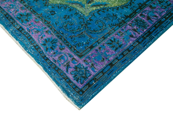 Oyma Vintage Mavi Eskitme Pamuk Yün El Dokuma Halısı 188x320 Agacan